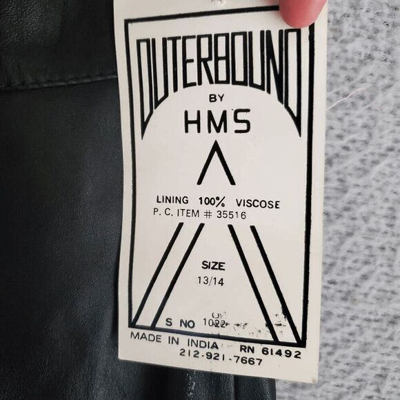 NWT Vintage OUTERBOUND by HMS. Black Leather Pencil Skirt With Split 13/14 - Picture 7 of 11